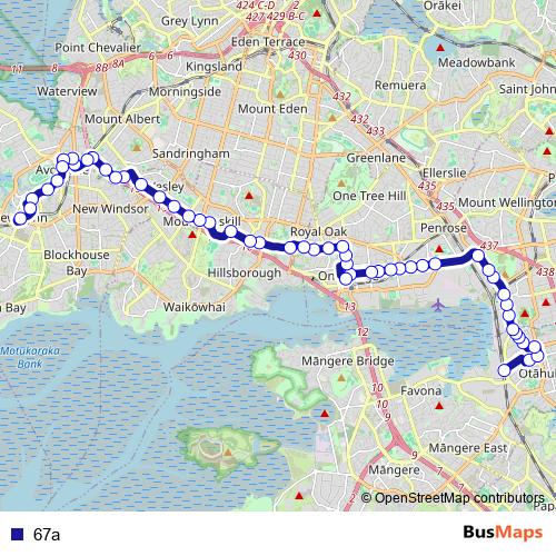 67a bus Line Map