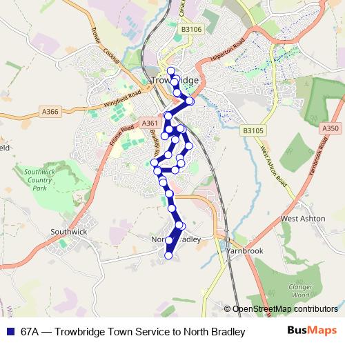 67A bus Line Map