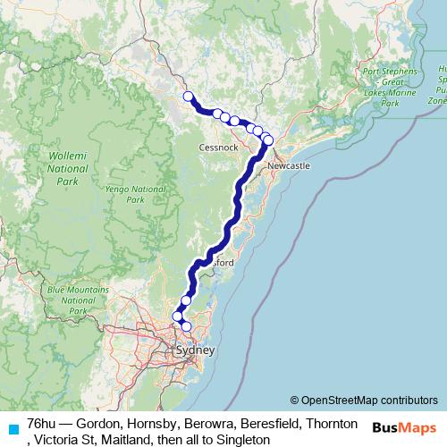 76hu bus Line Map