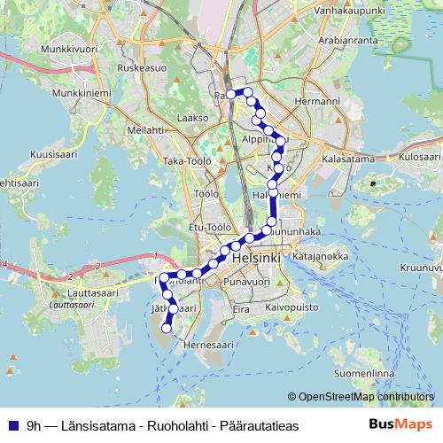 9h tram Line Map