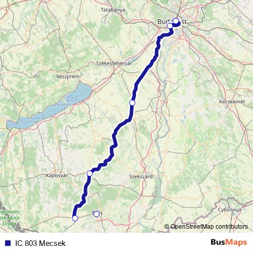 IC 803 Mecsek rail Line Map
