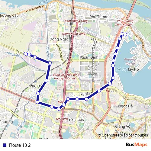 Route 13 2 bus Line Map