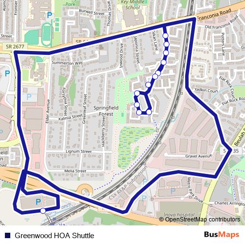 Greenwood HOA Shuttle bus Line Map
