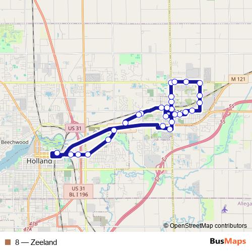 8 bus Line Map