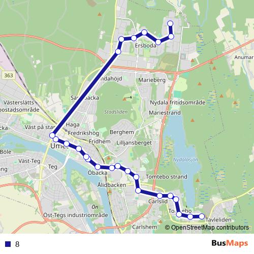 8 bus Line Map