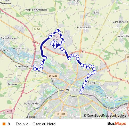 8 bus Line Map