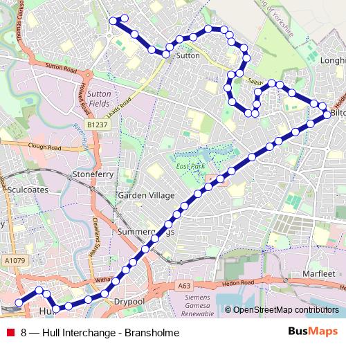 8 bus Line Map