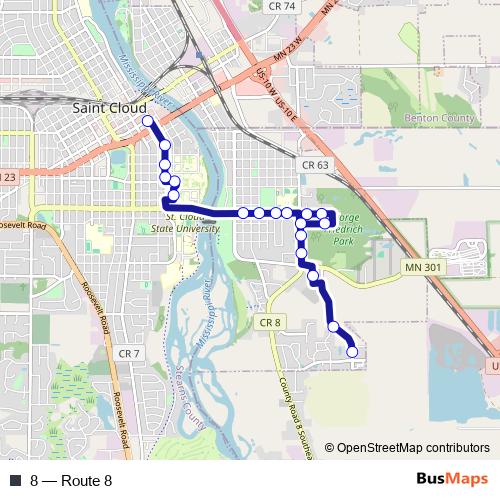 8 bus Line Map