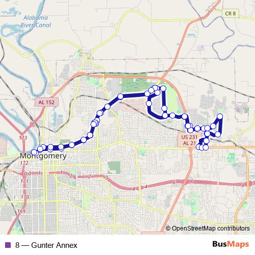 8 bus Line Map