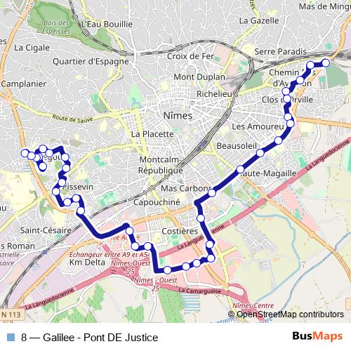 8 bus Line Map