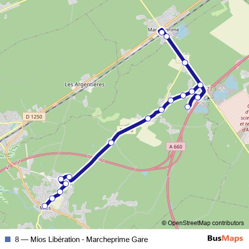 8 bus Line Map