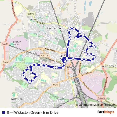 8 bus Line Map