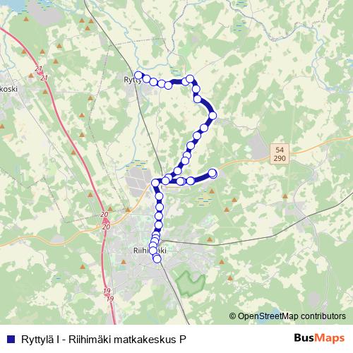 Ryttylä I - Riihimäki matkakeskus P bus Line Map
