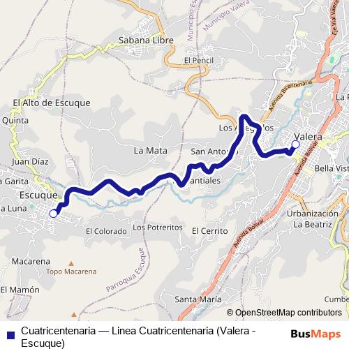 Cuatricentenaria bus Line Map