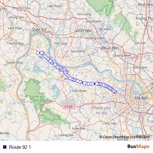 Route 92 1 bus Line Map