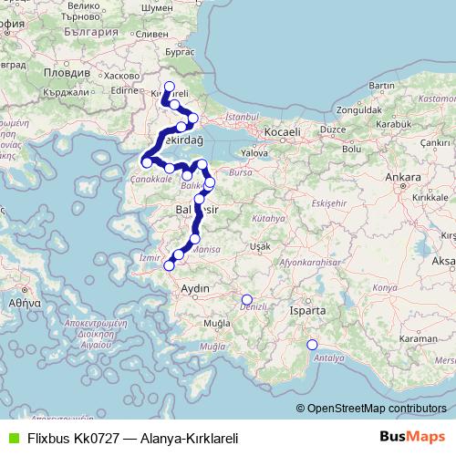 Flixbus Kk0727 bus Line Map