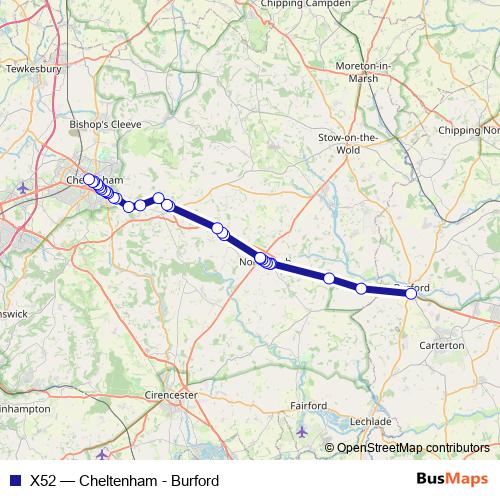 X52 bus Line Map