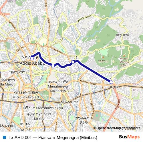 Tx ARD 001 bus Line Map