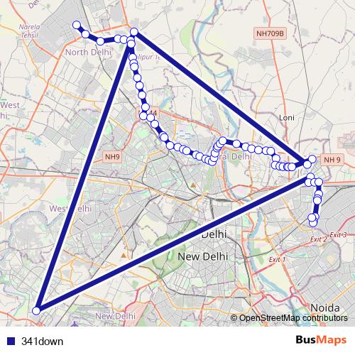 341down bus Line Map