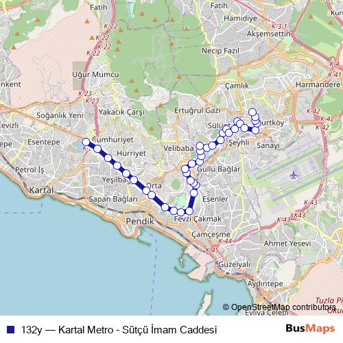 132y bus Line Map