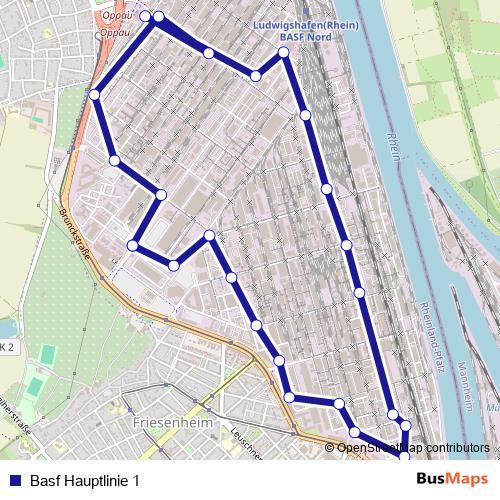 Basf Hauptlinie 1 bus Line Map
