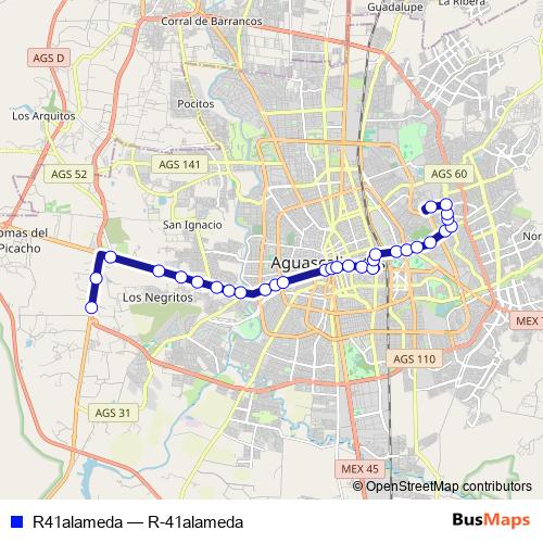R41alameda bus Line Map