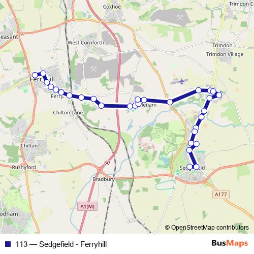113 bus Line Map