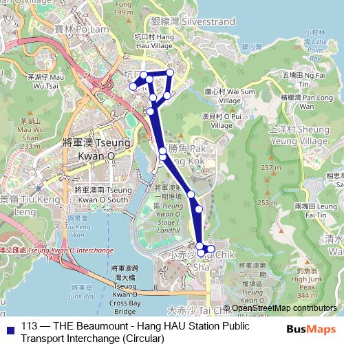 113 bus Line Map