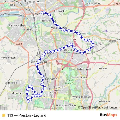 113 bus Line Map