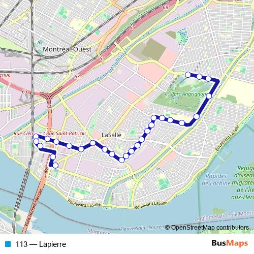 113 bus Line Map
