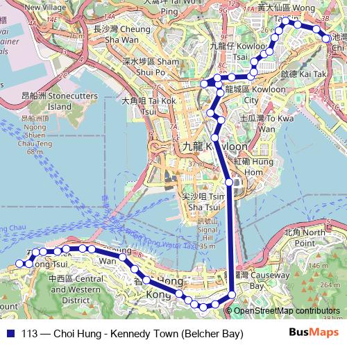 113 bus Line Map