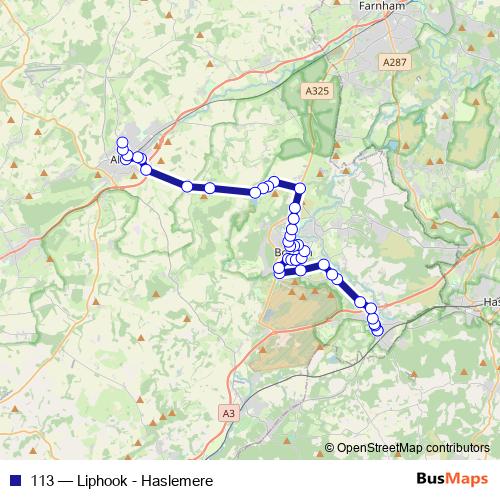 113 bus Line Map
