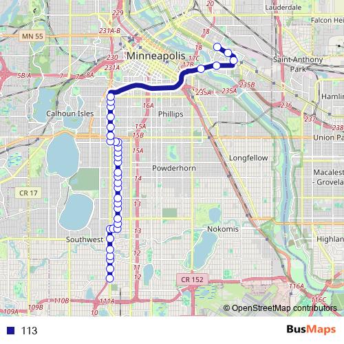 113 bus Line Map