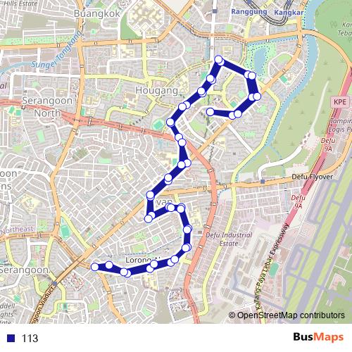 113 bus Line Map
