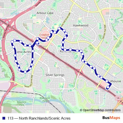 113 bus Line Map