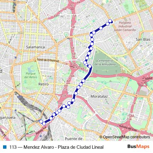 113 bus Line Map