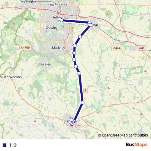 113 bus Line Map