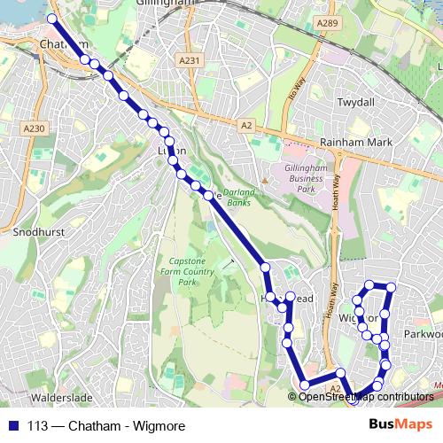 113 bus Line Map