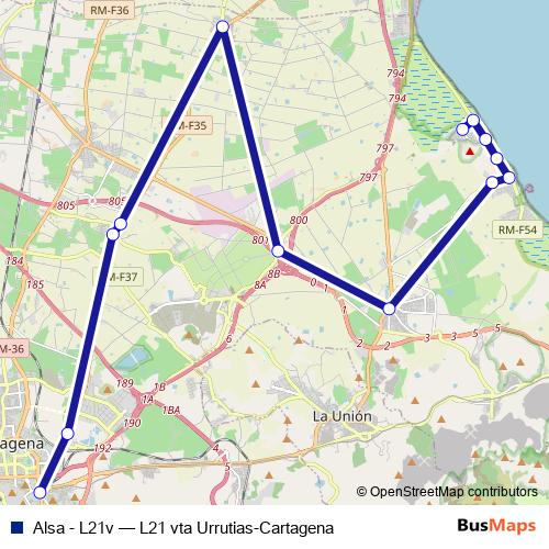Alsa - L21v bus Line Map