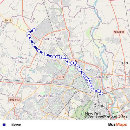 116dwn bus Line Map