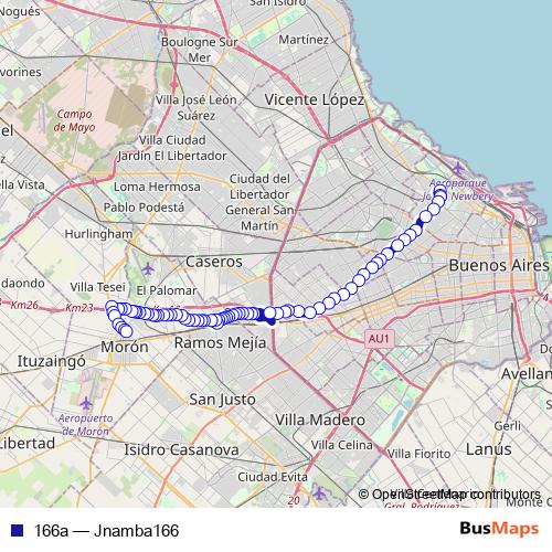 166a bus Line Map