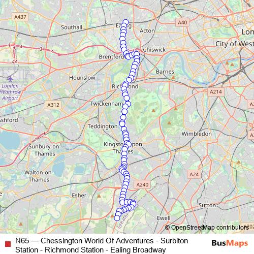 N65 bus Line Map