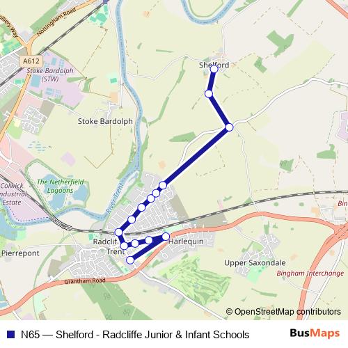N65 bus Line Map