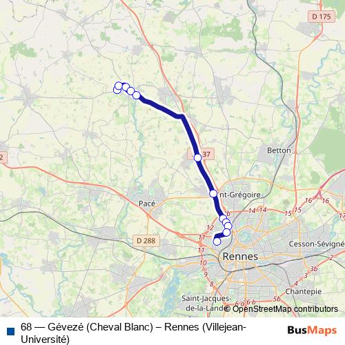68 bus Line Map