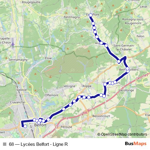 68 bus Line Map