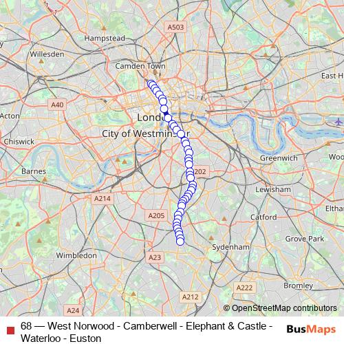 68 bus Line Map