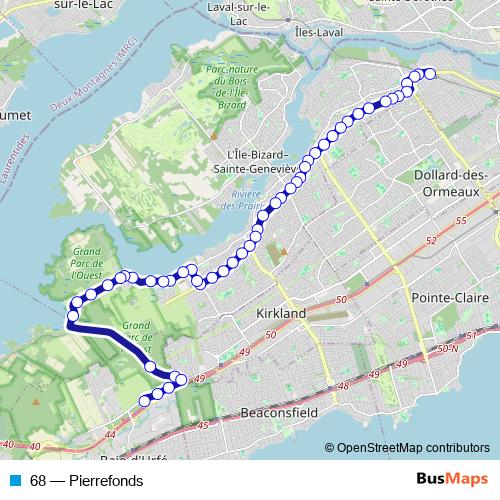 68 bus Line Map