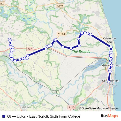 68 bus Line Map