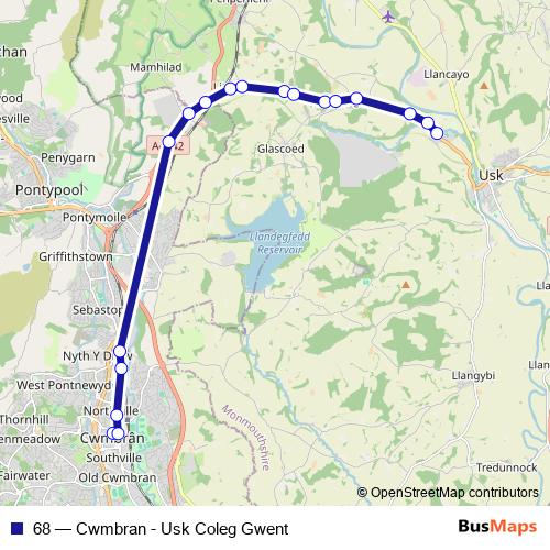 68 bus Line Map
