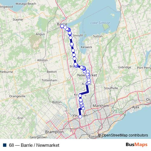 68 bus Line Map